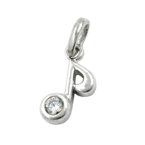 Anhänger Musiknote Achtelnote mit Zirkonia echtes 925 Silber Damen