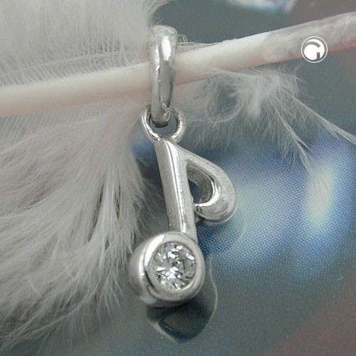 Anhänger Achtelnote mit Zirkonia 925 Silber