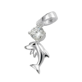 Anhänger Silberanhänger Delfin mit Zirkonia 925 Silber für Kinder