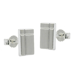 Stecker Ohrstecker Viereck mit Kreuz versetzt matt 925 Silber Damen