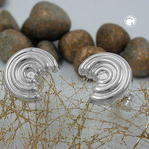 Ohrstecker Segment mit Rillen 925 Silber