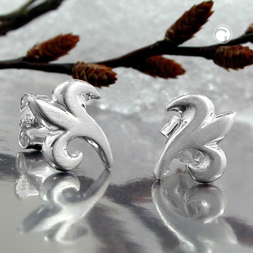 Ohrstecker kleine Blüte mattiert 925 Silber