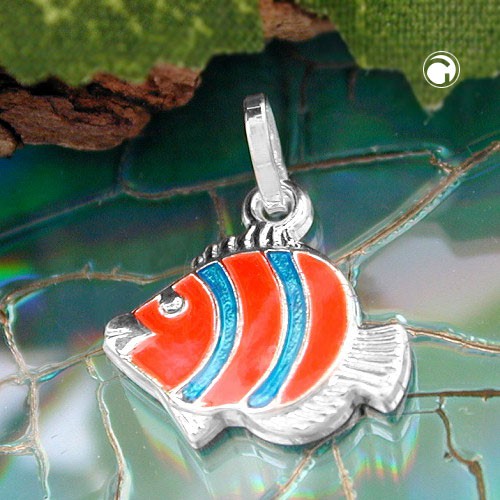 Anhänger Clownfisch orange blau 925 Silber