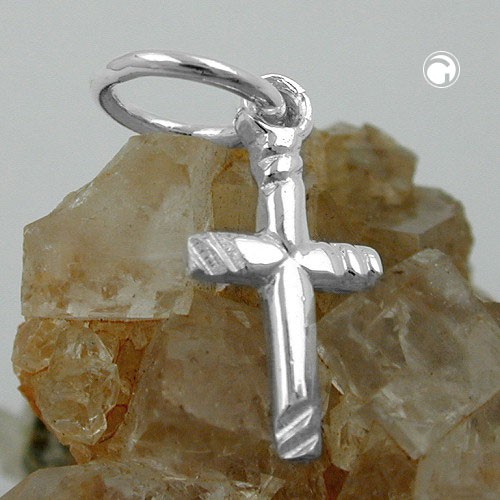Anhänger kleines Kreuz mit Streifen 925 Silber
