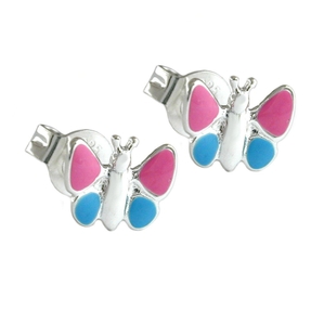 Stecker Ohrstecker Schmetterling pink blau 925 Silber für Kinder