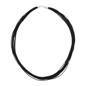 Kordelband 14-reihig schwarz Verschluss 925 Silber Unisex 45-46cm Kordelband 14-reihig schwarz Verschluss 925 Silber Unisex 45-46cm