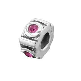 Anhänger Perle-bead mit Glas Kristall pink 925 Silber Damen Silberanhänger