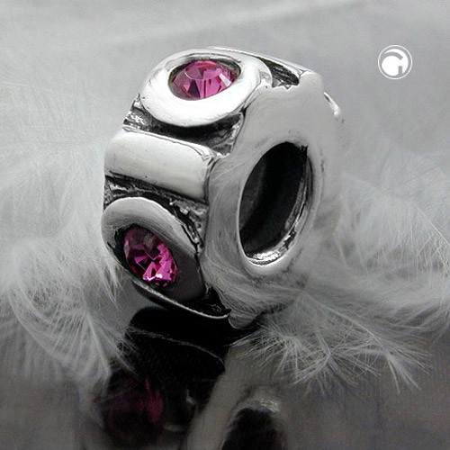 Anhänger Perle-bead mit Glas pink 925 Silber