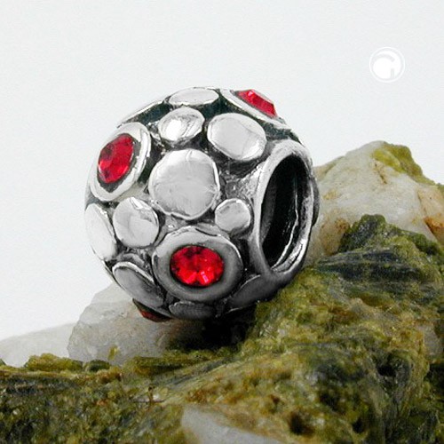 Anhänger Perle-bead Kugel Kristall rot 925 Silber