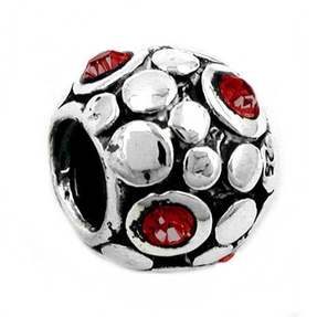 Anhänger Perle-bead Kugel mit Glas Kristall rot 925 Silber Damen