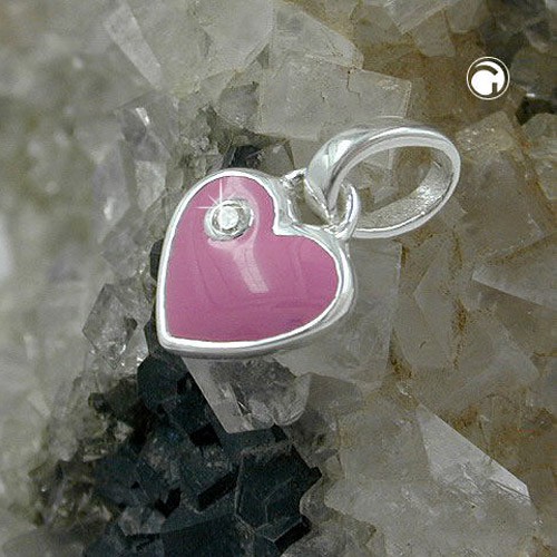 Anhänger Herz-pink mit Zirkonia weiß 925 Silber