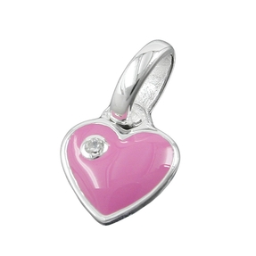 Anhänger Herz-pink mit Zirkonia weiß echtes 925 Silber für Kinder