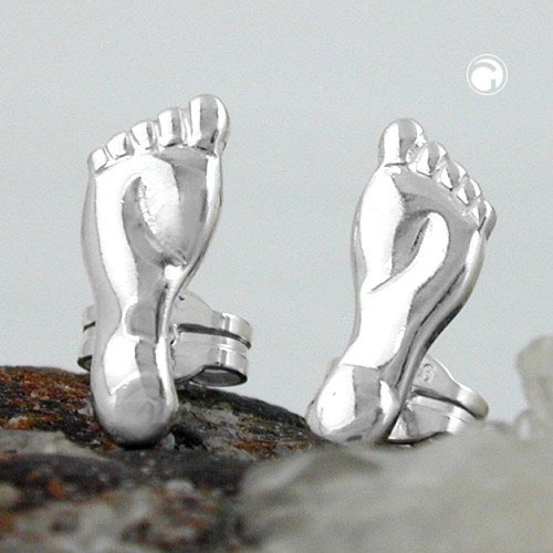Ohrstecker Füße glänzend 925 Silber
