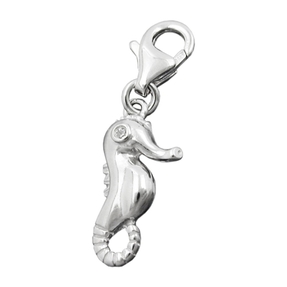 Anhänger Charm Seepferdchen Auge mit Zirkonia 925 Silber Damen