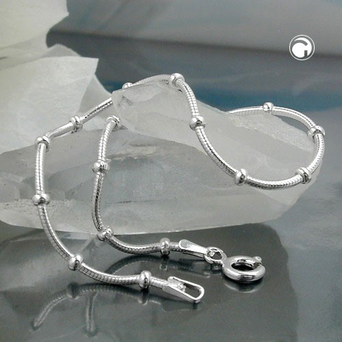 1mm Armband Schlange mit Kugeln 925 Silber 19cm