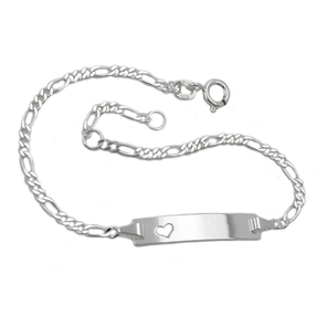 Schildband mit Herz Armband aus 925 Silber 18,5cm Armschmuck Damen
