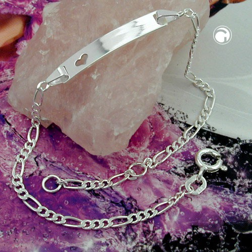 Schildband mit Herz 925 Silber 18,5cm