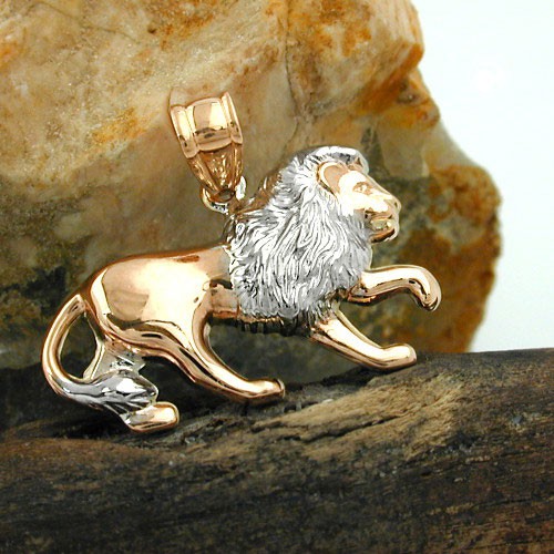 Anhänger Löwe aus 375 Rotgold rhodiniert