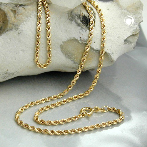 2,1mm Kordelkette 375 Gelbgold 45cm