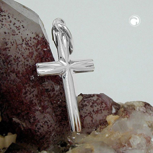 Anhänger kleines Kreuz 925 Silber geschliffen