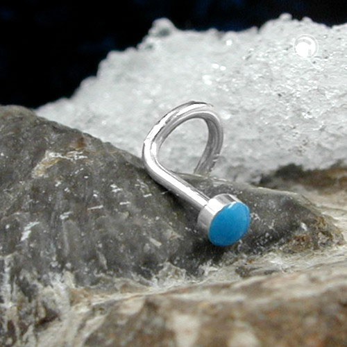 Nasenstecker mit Emaille blau 925 Silber