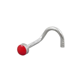 Nasenstecker Nasenpiercing Emaille Email rot 925 Echt Silber Damen