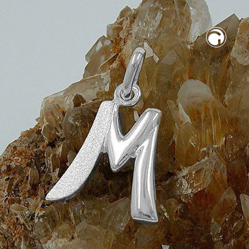 Anhänger Buchstabe M 925 Silber matt-glänzend