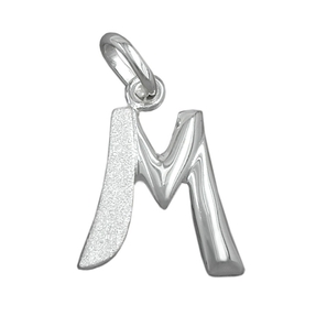 Anhänger Buchstabe M aus 925 Echt Silber matt-glänzend für Damen