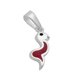 Anhänger Schlange mit Emaille rot-schwarz 925 Echt Silber Kinder