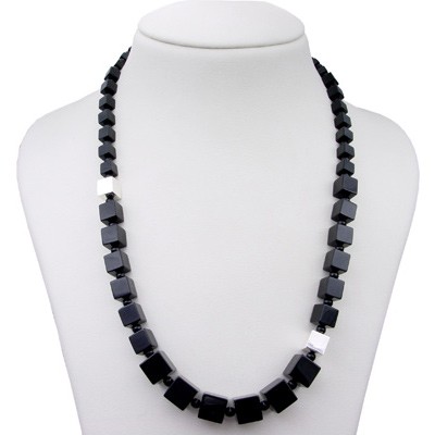 Halskette aus Onyx und 925 Silber rhodiniert