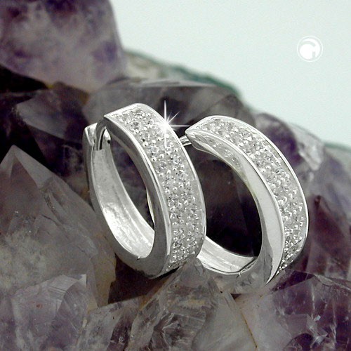 Creolen mit vielen Zirkonias 925 Silber