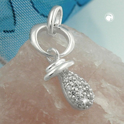 Anhänger Schnuller mit Zirkonia 925 Silber