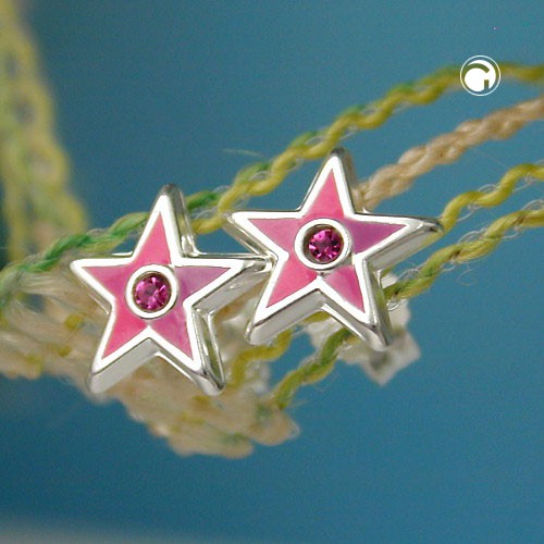 Ohrstecker Sterne pink Glasstein 925 Silber