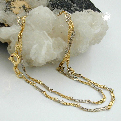 1,8mm Singapurkette 375 Gold bicolor 50cm Damen