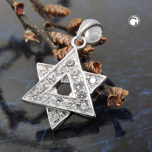 Silberanhänger David-Stern Zirkonia 925 Silber