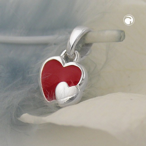 Anhänger Herzen rot 925 Silber Kinder