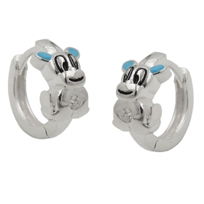 Paar Creolen 12x2mm Ohrringe Ohrschmuck Hund hellblau 925 Silber für Kinder