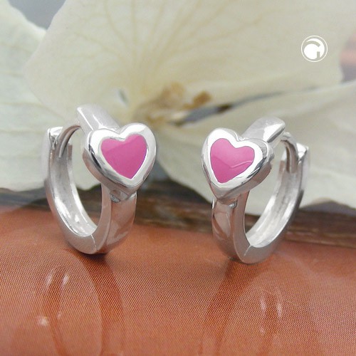 12x2.4mm Creole Herzchen 925 Silber Kinder