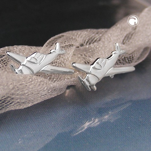Paar Stecker kleines Flugzeug 925 Silber Kinder