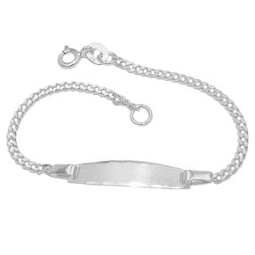2mm Schildarmband Panzerkette mit mattierten Gravurplatte aus 925 Silber, 14cm