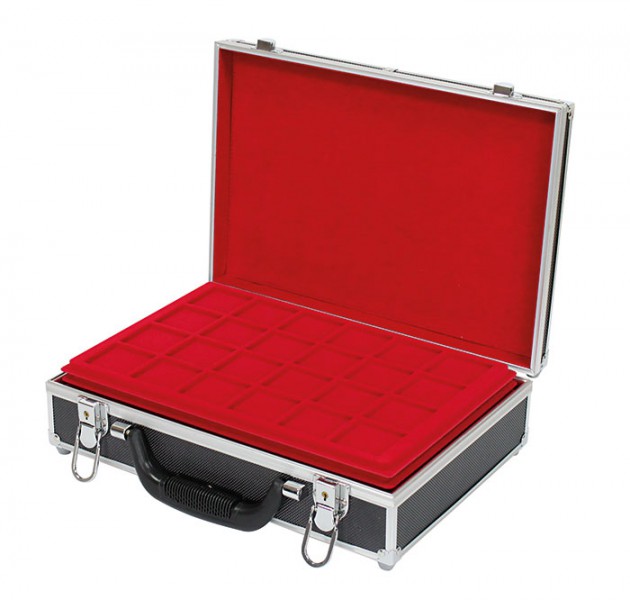 SAFE Mallette Numismatique Aluminium 6 Plateaux Pour 210 Pièces 26mm - 21x7.8x25.6 Cm Mallette Sécurité 2 Clés