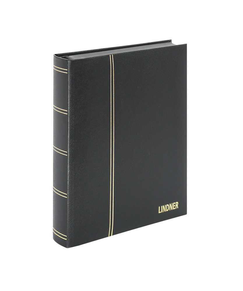 LINDNER Classeur Pour Timbres élégant Cuir – 60 Pages Noires, 230x305 Mm, 9 Bandes Par Page – Noir