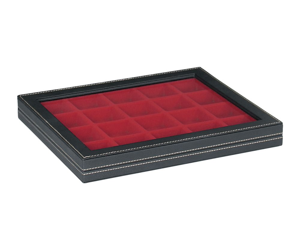 Coffret numismatique NERA M avec plateau noir à 20 alvéoles carrés pour monnaies/capsules jusqu'à 47 mm Coffret numismatique NERA M avec plateau noir à 20 alvéoles carrés pour monnaies/capsules jusqu'à 47 mm