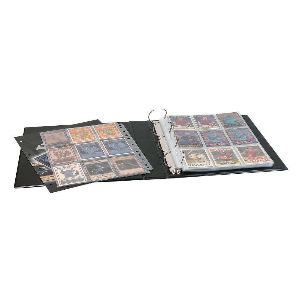 450 card binder 4-Pocket Black Toploader for Trading Cards – Cardshellz loading pockets 4 Pocket Oversized Card Binder