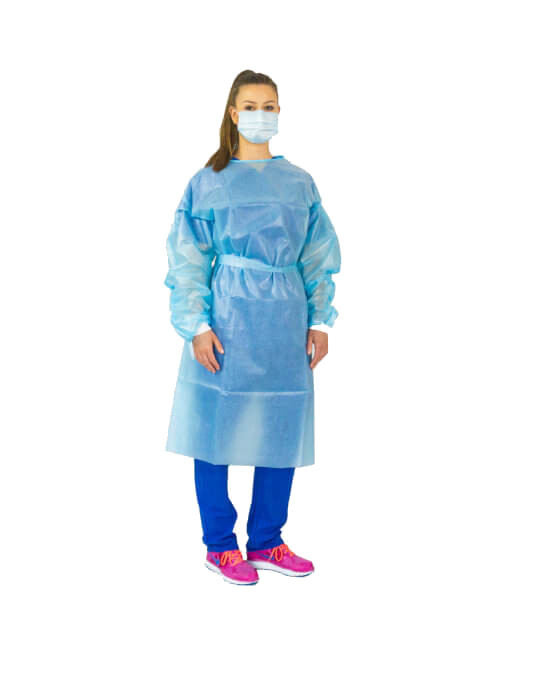 PP + PE MRSA protective gown with fabric cuffs - EN14126 - 10 pieces
