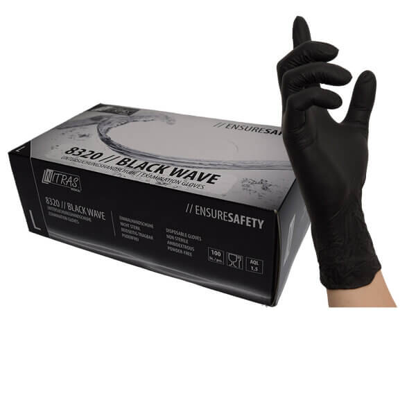 NITRAS BLACK WAVE - Nitrile disposable gloves - 100 pcs.