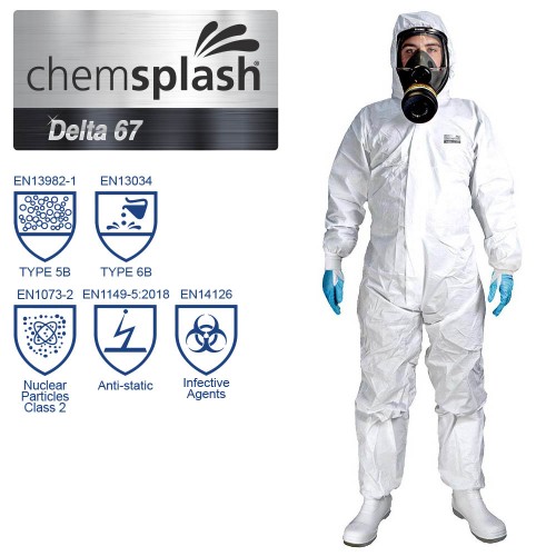 Chemsplash Delta 67 Coverall - Type 5B/6B - White