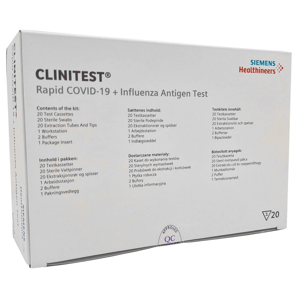 Siemens CLINITEST® Rapid COVID-19 + Influenza Antigen Test - 20 pieces