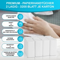 Grafik Papierhandtücher 2-lagig 3.200 Blatt je Karton mit Eigenschaftenliste