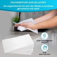 Grafik Papierhandtuch aus Zellstoff, Hände trocknen, ohne Geruch und hautsanft